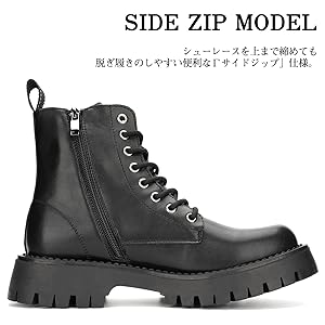 Amazon | [KIXSTAR] ブーツ メンズ サイドジッパー ブーツ 革
